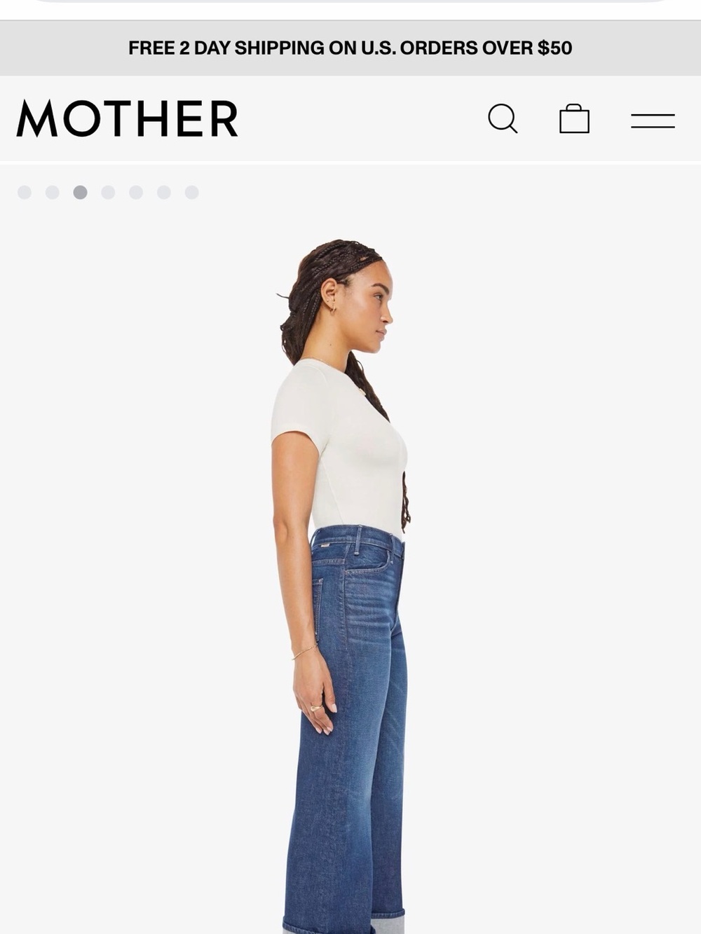 MOTHER Wide-Leg Flare Jeans in Dark Indigo - Picture 6 of 12